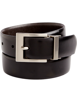 Double loop leather dress belt